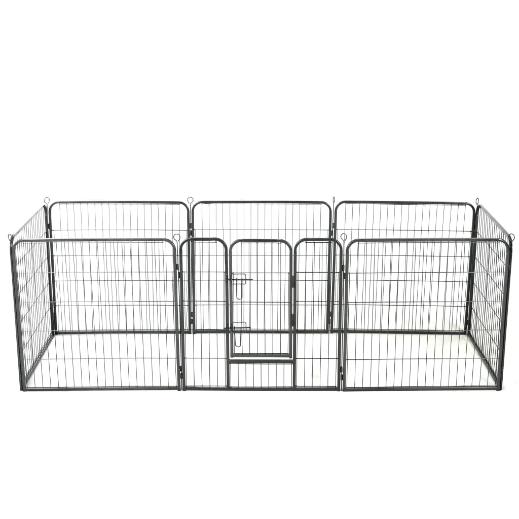 NNEVL Dog Playpen 8 Panels Steel 80x80 cm Black