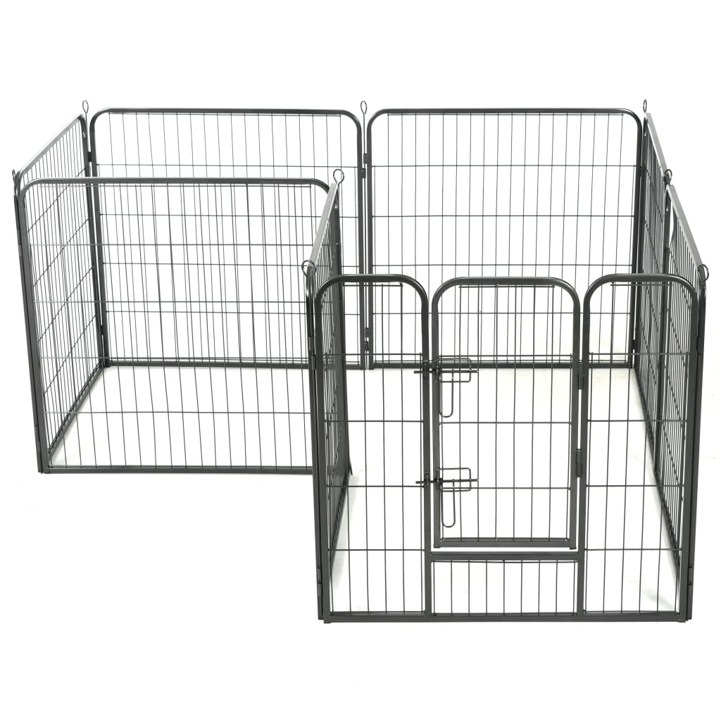 NNEVL Dog Playpen 8 Panels Steel 80x80 cm Black