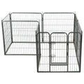 NNEVL Dog Playpen 8 Panels Steel 80x80 cm Black