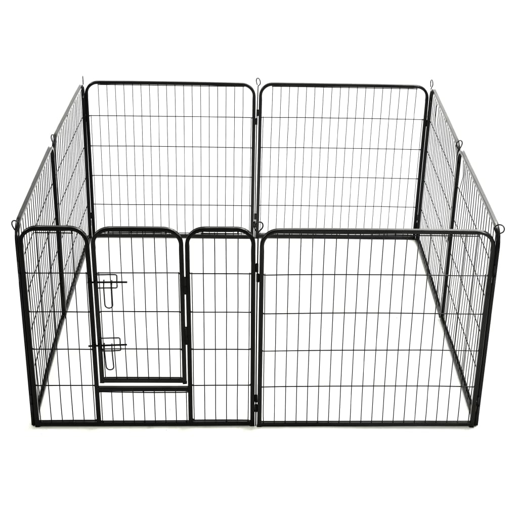 NNEVL Dog Playpen 8 Panels Steel 80x80 cm Black