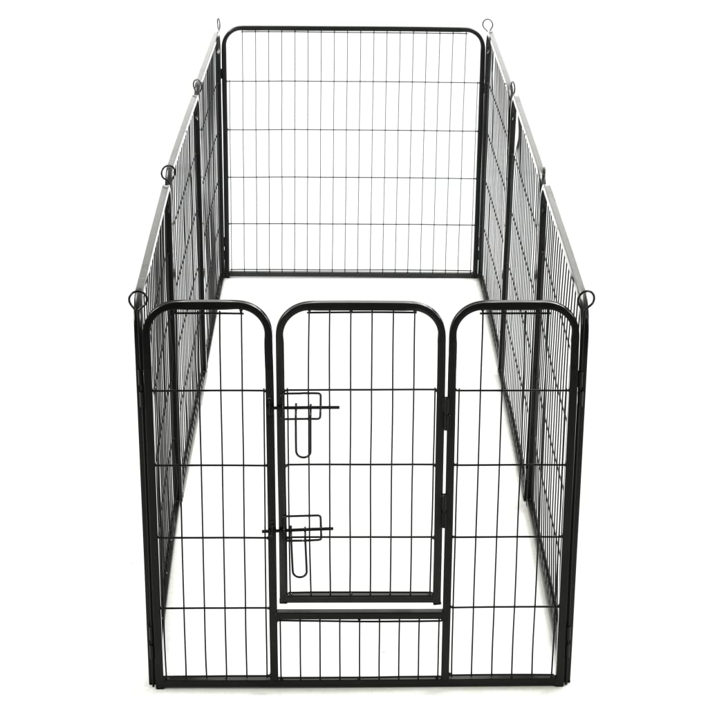 NNEVL Dog Playpen 8 Panels Steel 80x80 cm Black