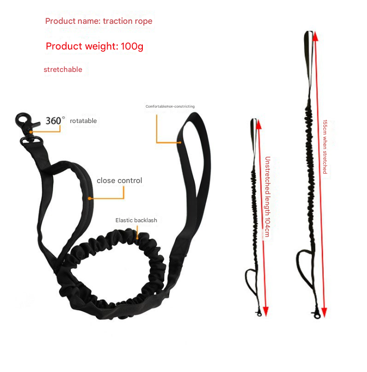 NNEDSZ M Black Hands-Free Dog Leash with Adjustable Waist Belt - Shock Absorbing Bungee Lead