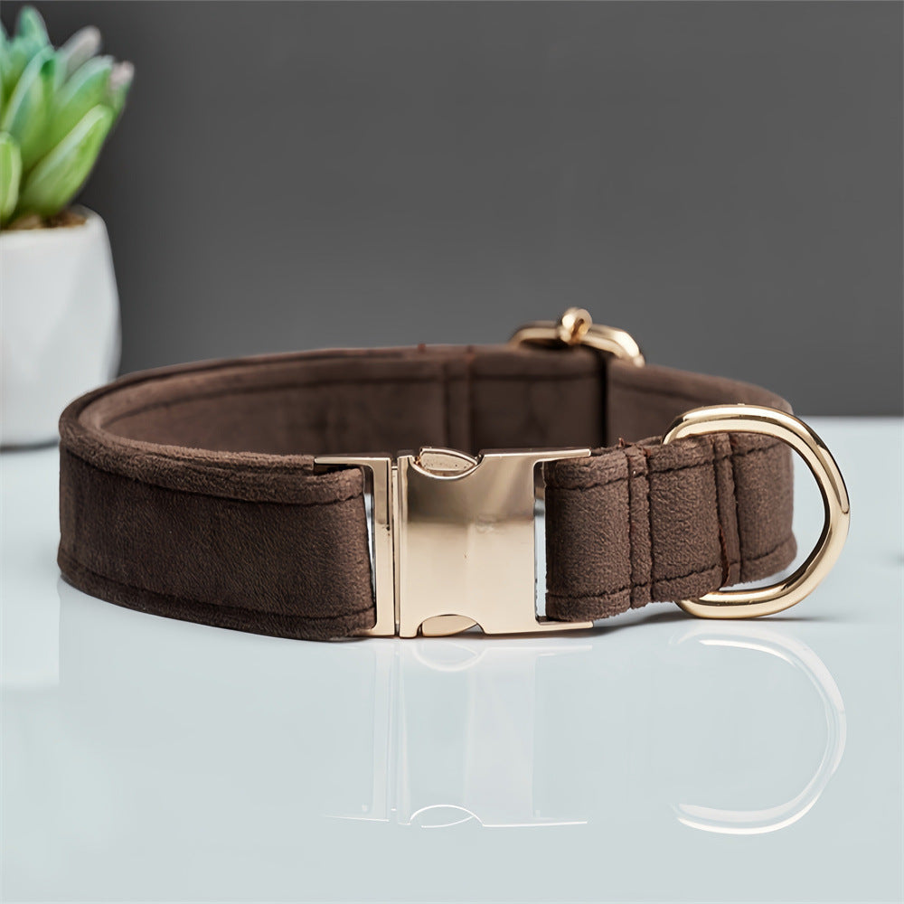 NNEDSZ Dark Brown Durable Dog Collar with Metal Buckle - Adjustable Nylon Pet Collar for Small to Large Dogs Size S