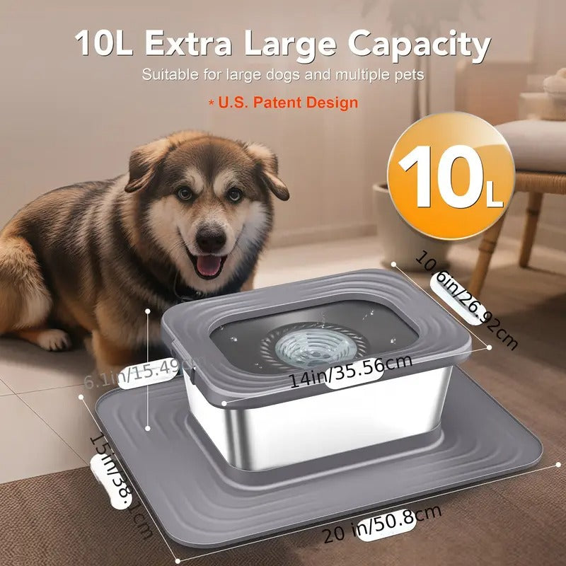 NNETM Dog Stainless Steel Water Bowl with Mat